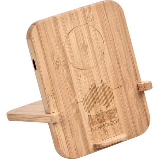 Okiyo Noryoku Bamboo Wireless Charging Phone Stand Branded